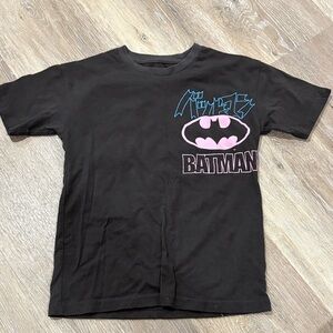 Batman Kids Black Tee with Blue and Pink Graphics